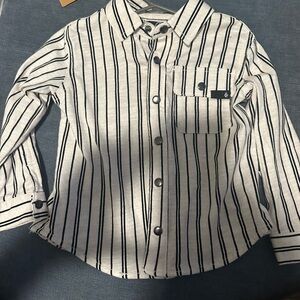 Volcom Black and White Button Down Shirt with Pinstripes